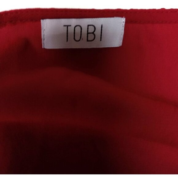 Tobi Red Womens Long Slit Sleeve Blouse Lace Trim Size Extra Small - Picture 4 of 7